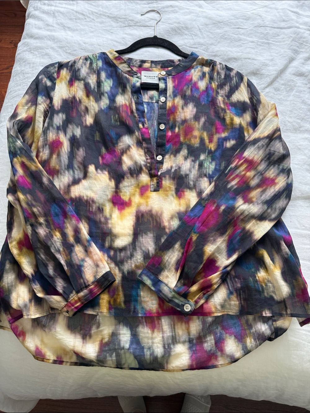 Marant Etoile Multicolor Abstract-Print Henley Blouse